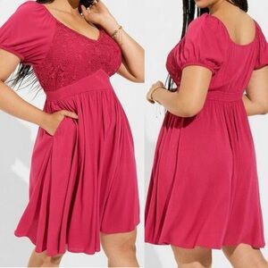 NWT Torrid size 2X dark pink fit and flare dress